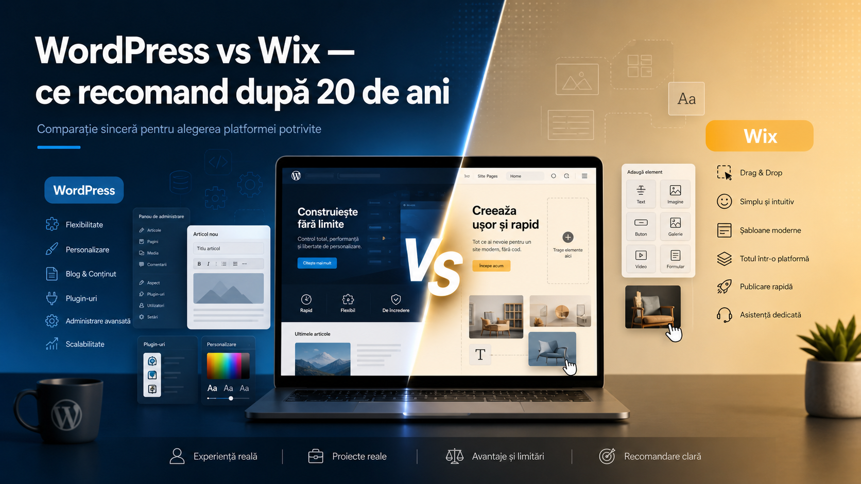 WordPress vs Wix — Ce recomand după 20 de ani de experiență